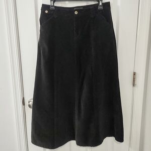 Y2K Eddie Bauer Midi Corduroy A-Line Skirt Black Size M